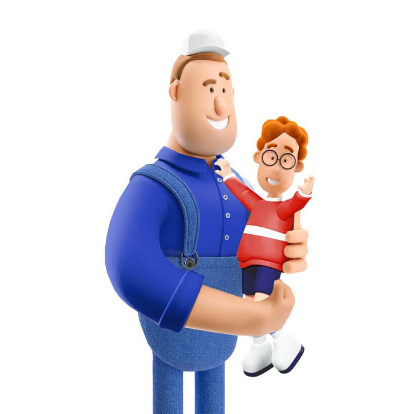 Immagine stilizzata di un uomo con un bambino in braccio 