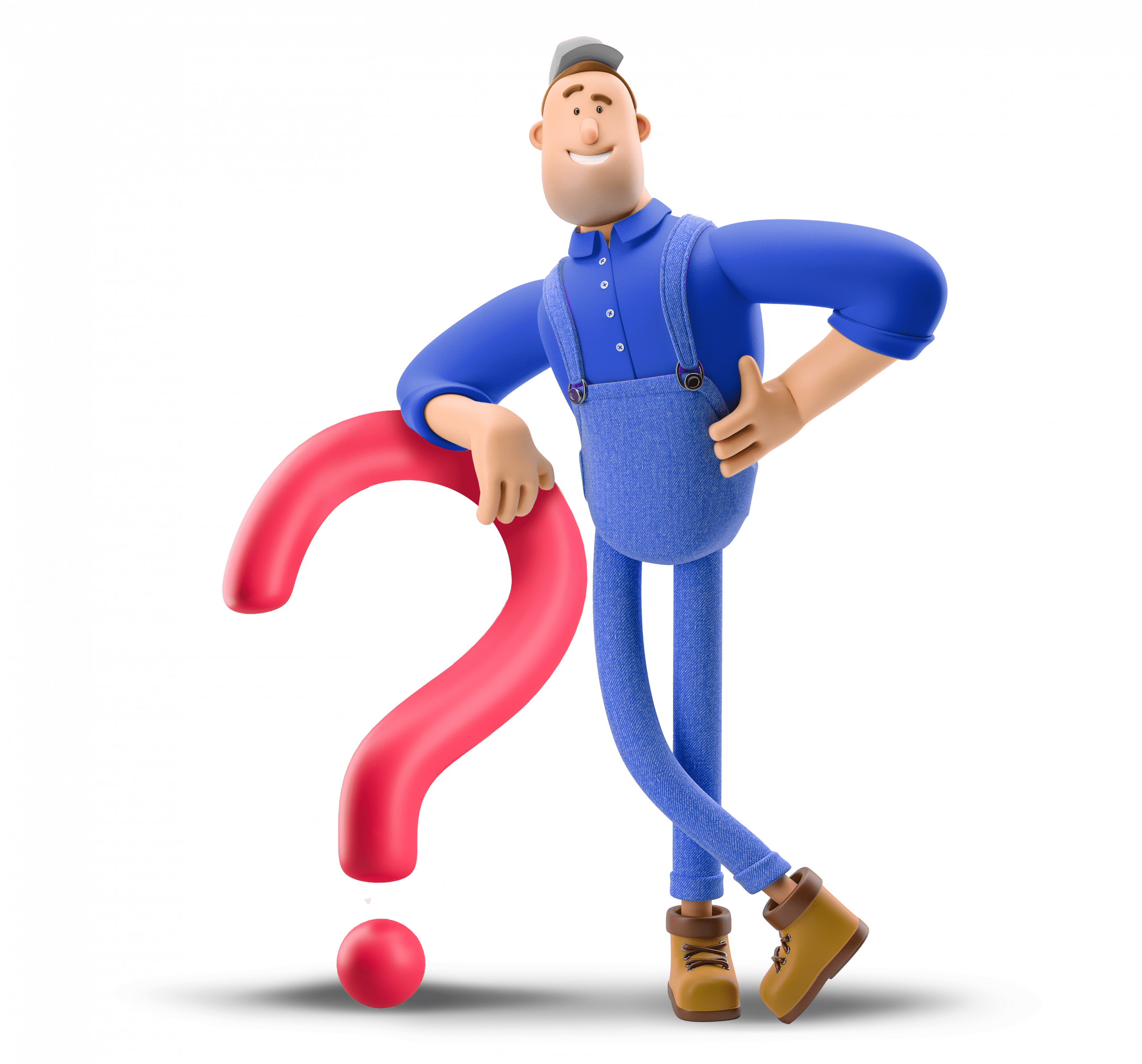 Immagine stilizzata di un uomo poggiato su un grande punto interrogativo