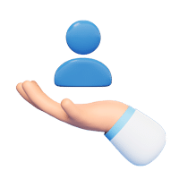 Icona stilizzata di una mano che tiene un icona utente
